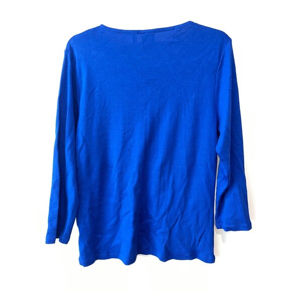 Rafaella Womens Long Sleeve Blue Top With‎ Front Zipper Size L - Picture 2 of 10